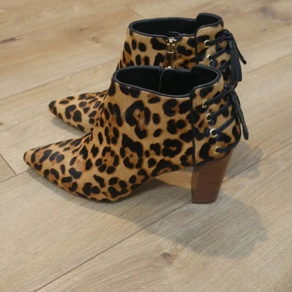 𝅺RACHEL Zoe Trixie Leopard Booties Size 8 - Picture 6 of 10